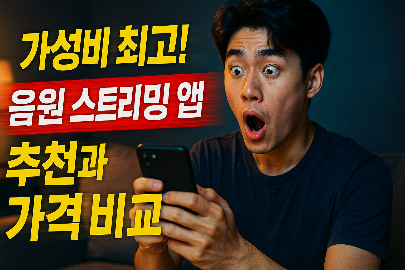 핸드폰을 보며 놀라는 남자 사진