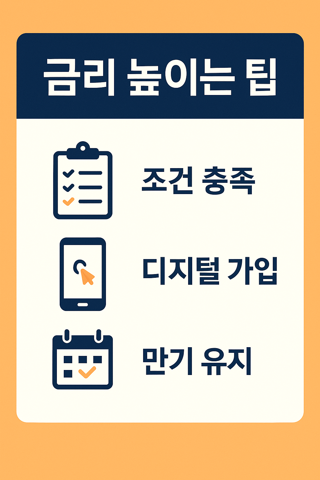 기업은행 적금 금리 총정리에서 조건 충족, 디지털 가입, 만기 유지 등 금리를 최대화할 수 있는 방법을 안내한 인포그래픽