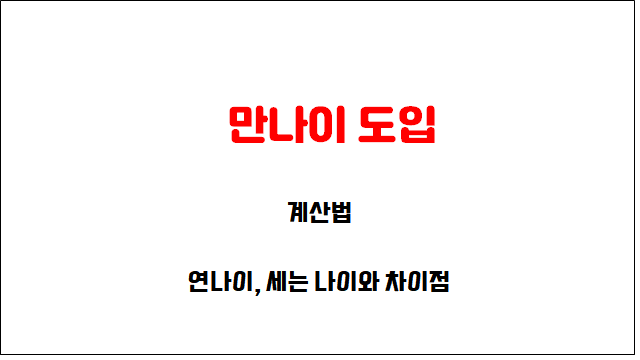 만나이 계산 방법 도입