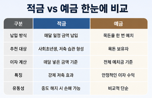 적금 vs 예금 특징과 금리 비교, 목표별 금융상품 선택 기준