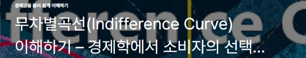 무차별곡선(Indifference Curve) 이해하기 – 경제학에서 소비자의 선택