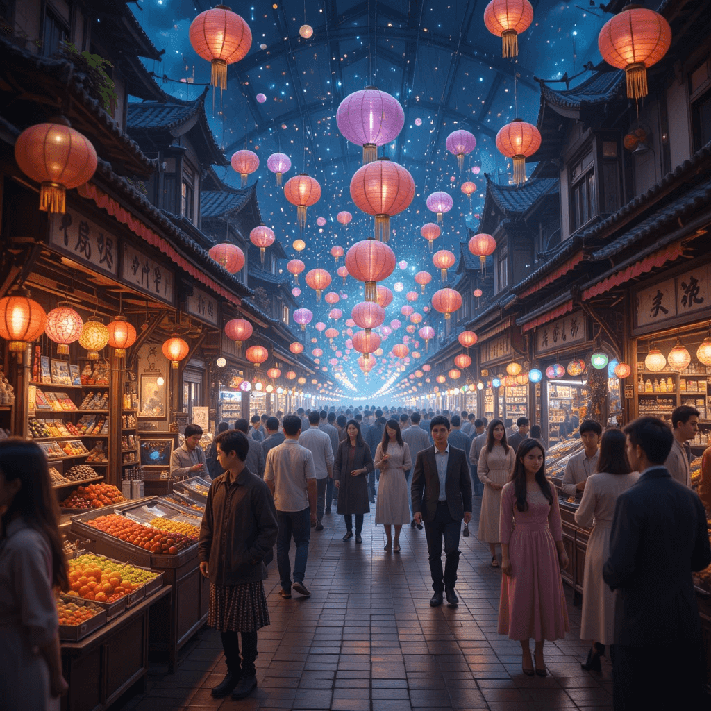 부동산 매매운이 좋아지는 예지몽으로 시장이 북적이는 꿈의 참고이미지입니다.