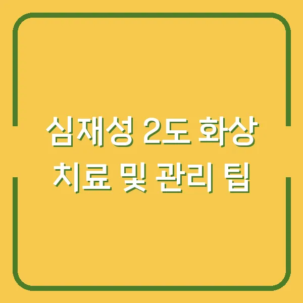 심재성 2도 화상 치료 및 관리 팁