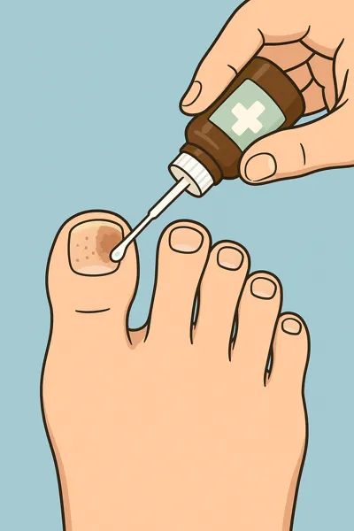 발톱 무좀 치료제 바르는 장면