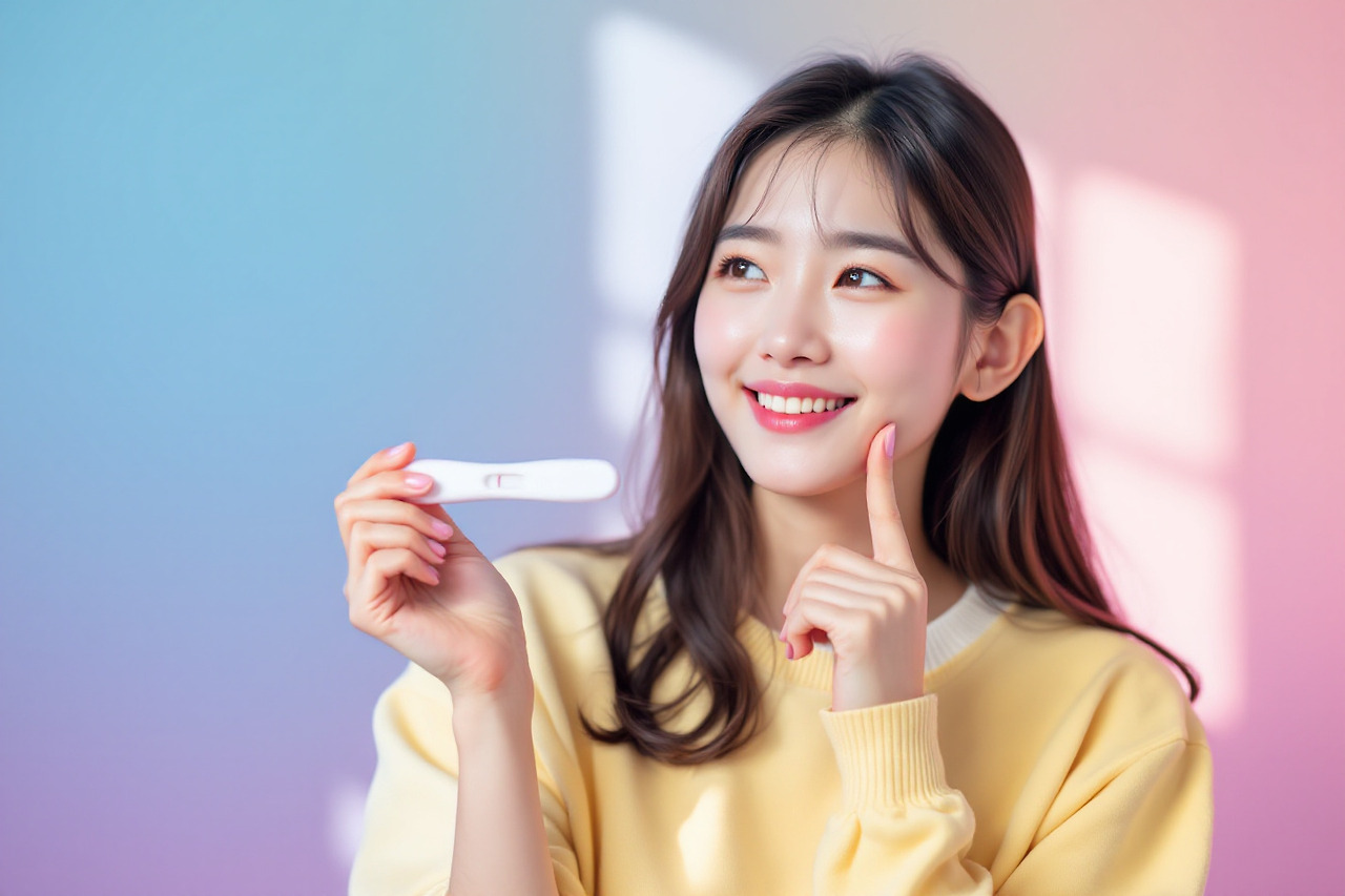 임신테스트기를 들고있는 여인