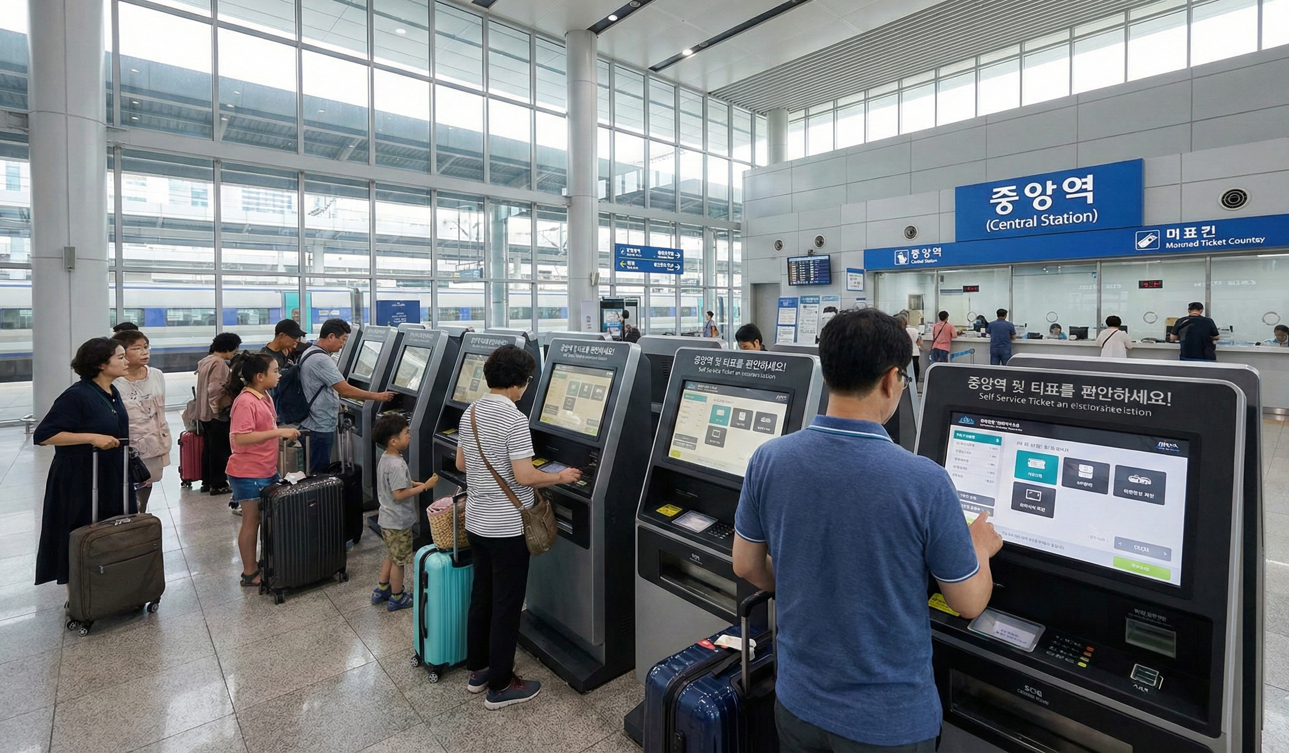 역사 내 “키오스크(자동발매기/자가발권기)”에서 입석 발권