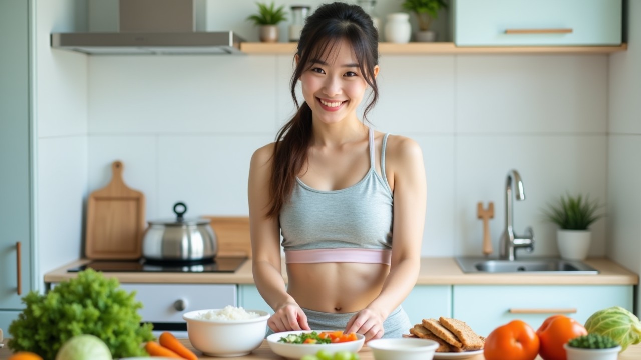 장폐색 예방을 위한 건강한 식단과 생활습관을 실천하는 모습