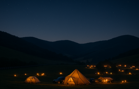 캠핑장 야간 풍경