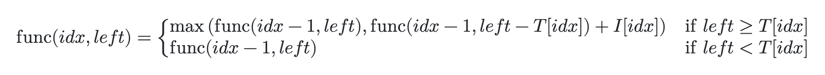 func(idx, left)의 점화식