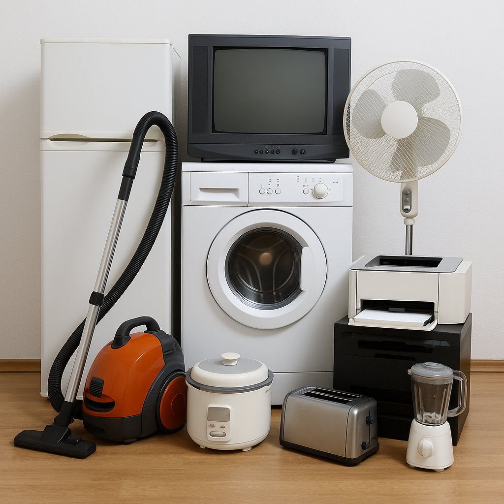 폐가전이 쌓여 있는 모습