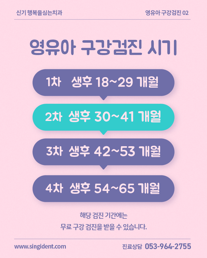 1차 2차 3차 4차 영유아 구강검진 시기 - 총4회