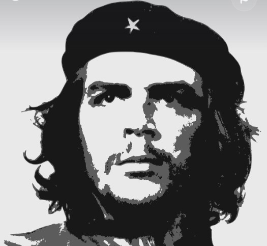 베레모를 쓴 체 게바라의 얼굴이 흑백으로 보인다