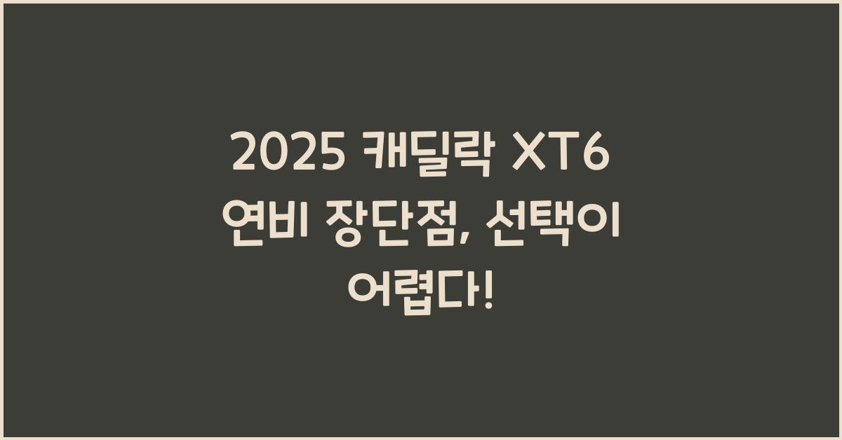 2025 캐딜락 XT6 연비 장단점