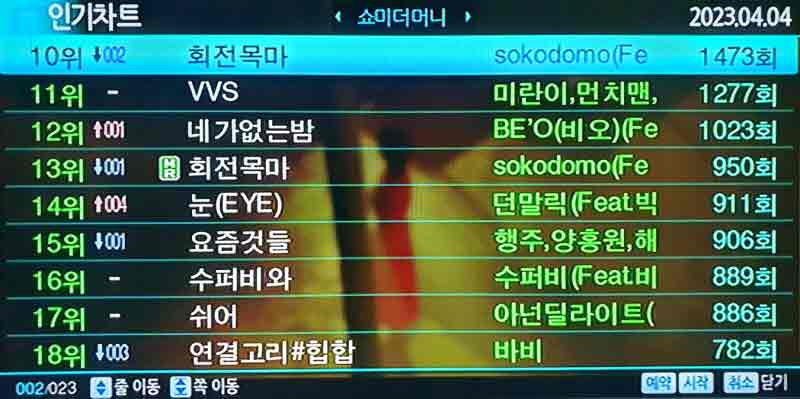 쇼미더머니(랩부문) 인기차트(10~18위)