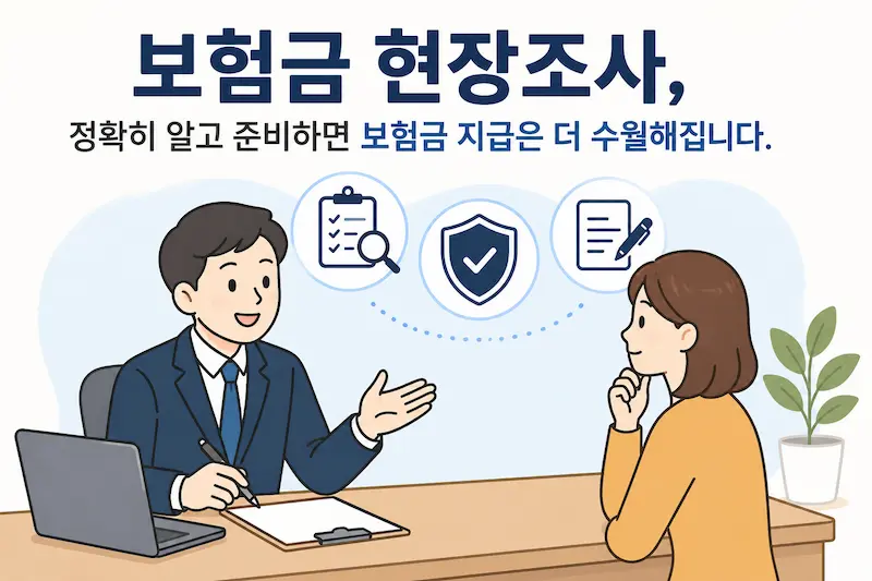 보험금 현장조사 및 손해사정 대처법 상담 일러스트