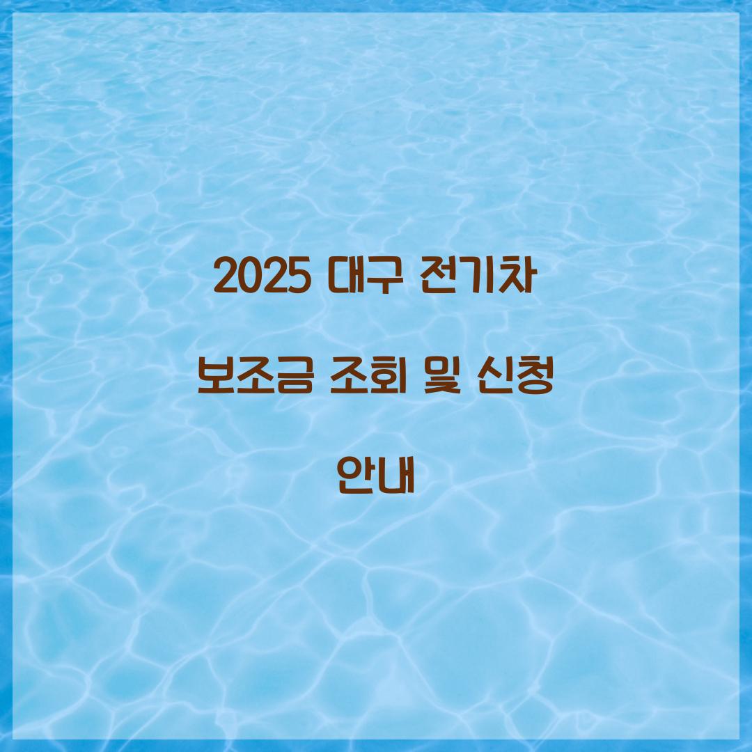 2025 대구 전기차보조금 조회