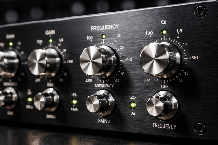 정밀한 제어가 가능한 파라메트릭 이퀄라이저의 핵심 조절 노브 상세 이미지