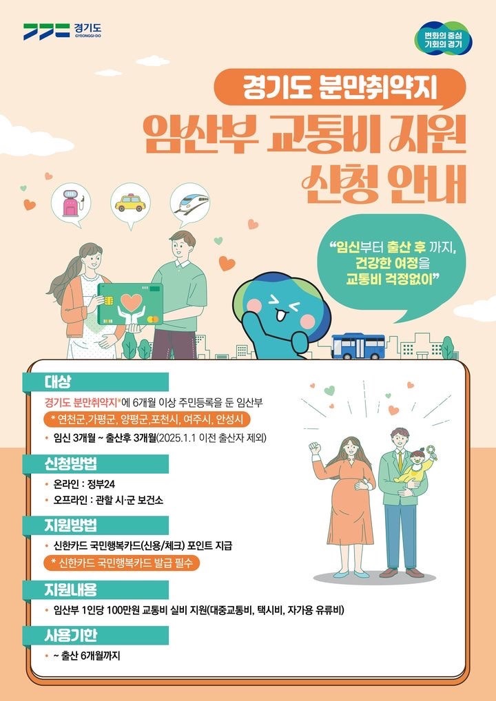 2025 경기도 분만취약지 임산부 교통비 최대 100만원 지원! 관련 사진