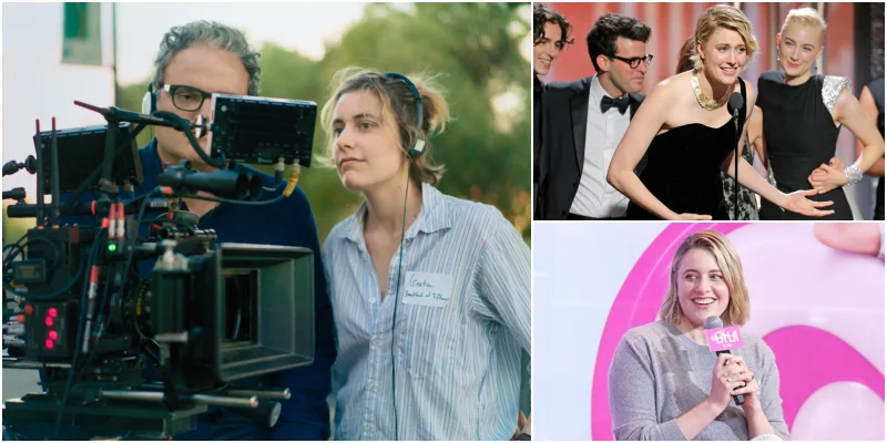 바비 영화 제작 카메라를 보면서 촬영하고 있는 그레타 거윅 감독과 시상식에서 수상하고 있는 그레타 거윅타 감독