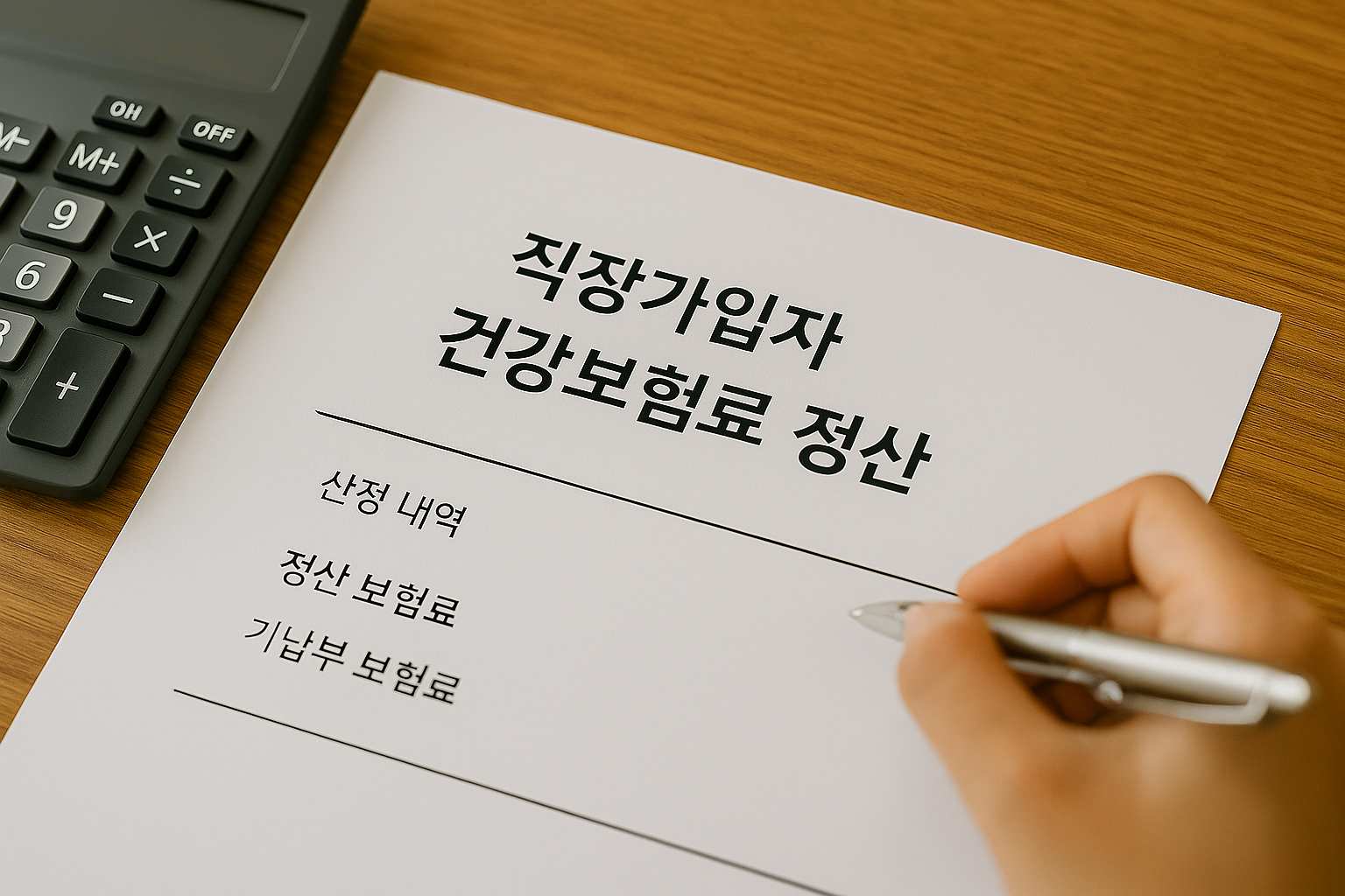 직장가입자 건강보험료 정산 서류를 작성하는 장면