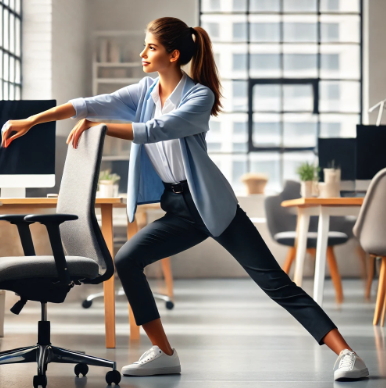 회사에서 스트레칭 사진