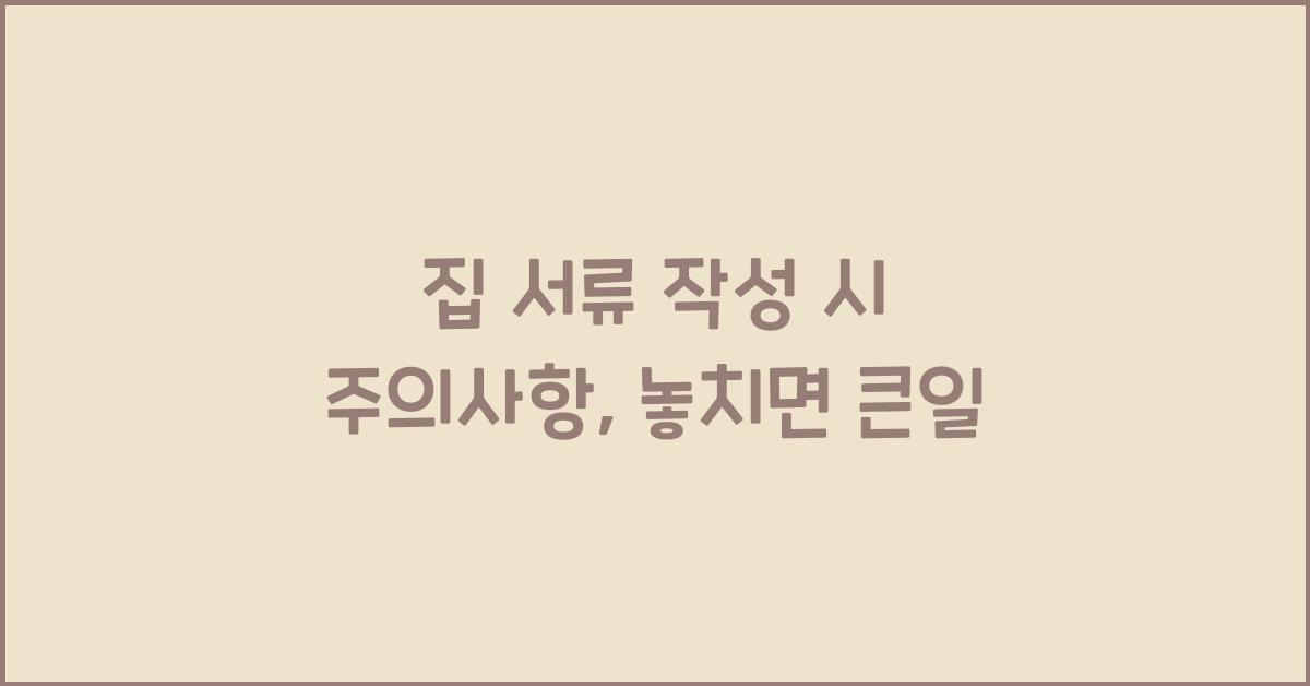 집 서류 작성 시 주의사항