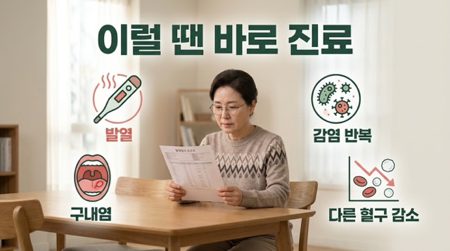 백혈구 수치 낮을 때 발열 구내염 잦은 감염 병원 방문 신호
