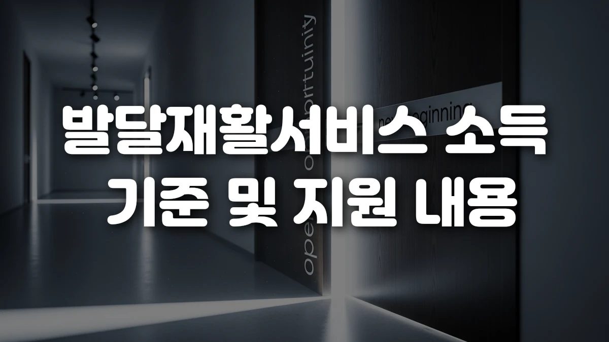 발달재활서비스 소득 기준 및 지원 내용
