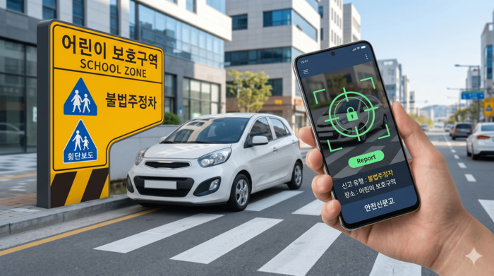 스쿨존 불법주정차 단속 강화 안전신문고 앱 주민 직접 신고