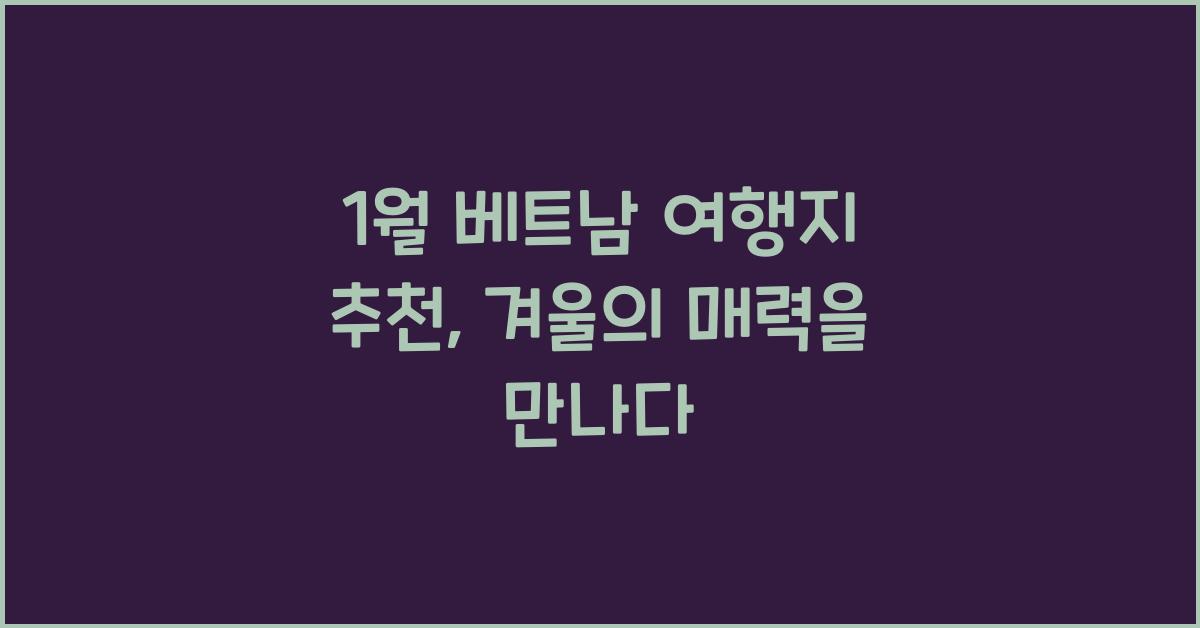 1월 베트남 여행지 추천