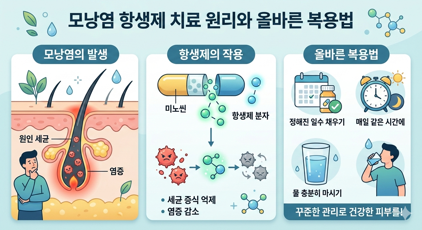 모낭염 항생제 치료 원리와 올바른 복용법