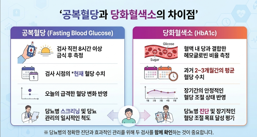 공복혈당과 당화혈색소 비교 이미지
