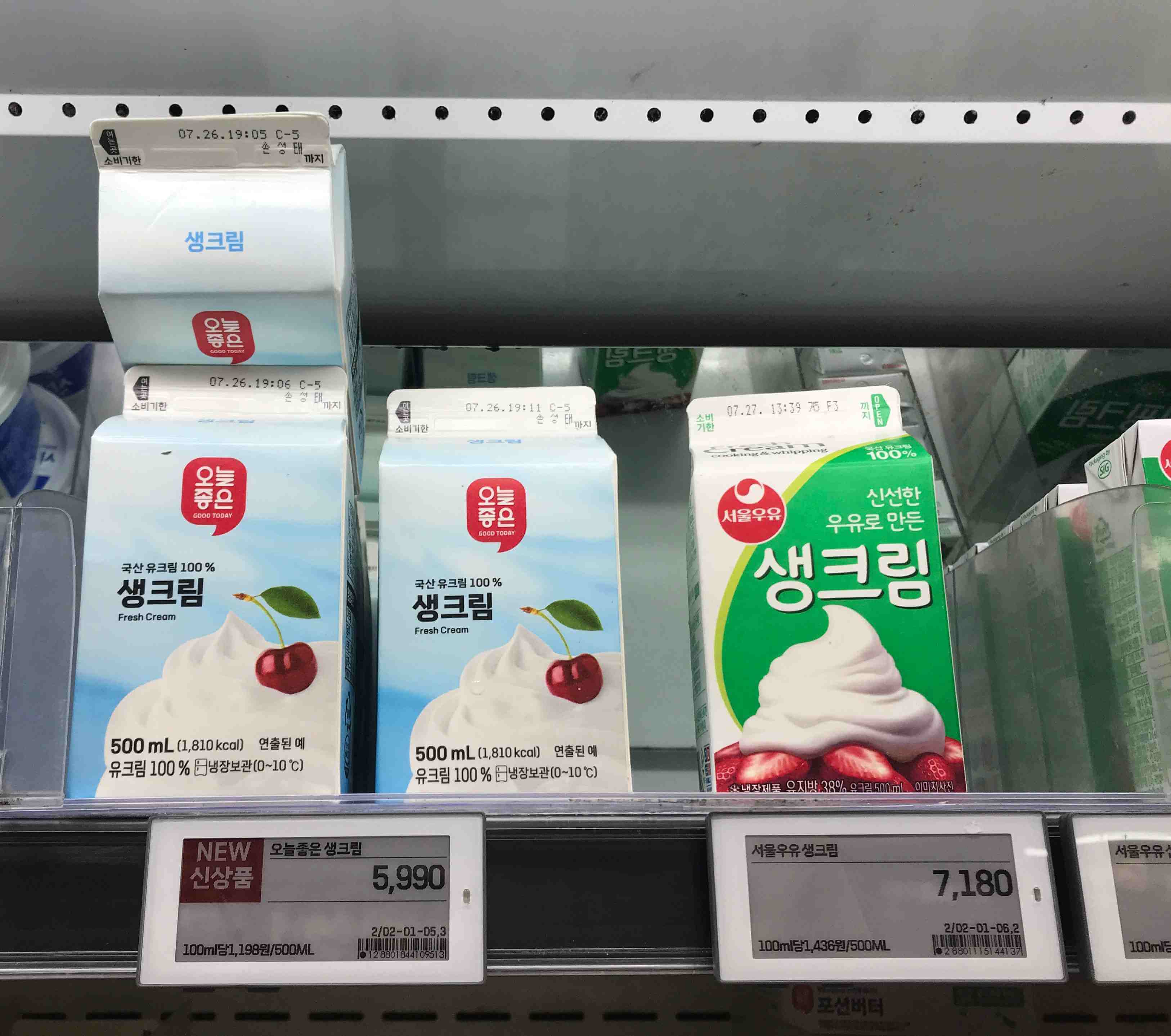 생크림 진열대, 가격