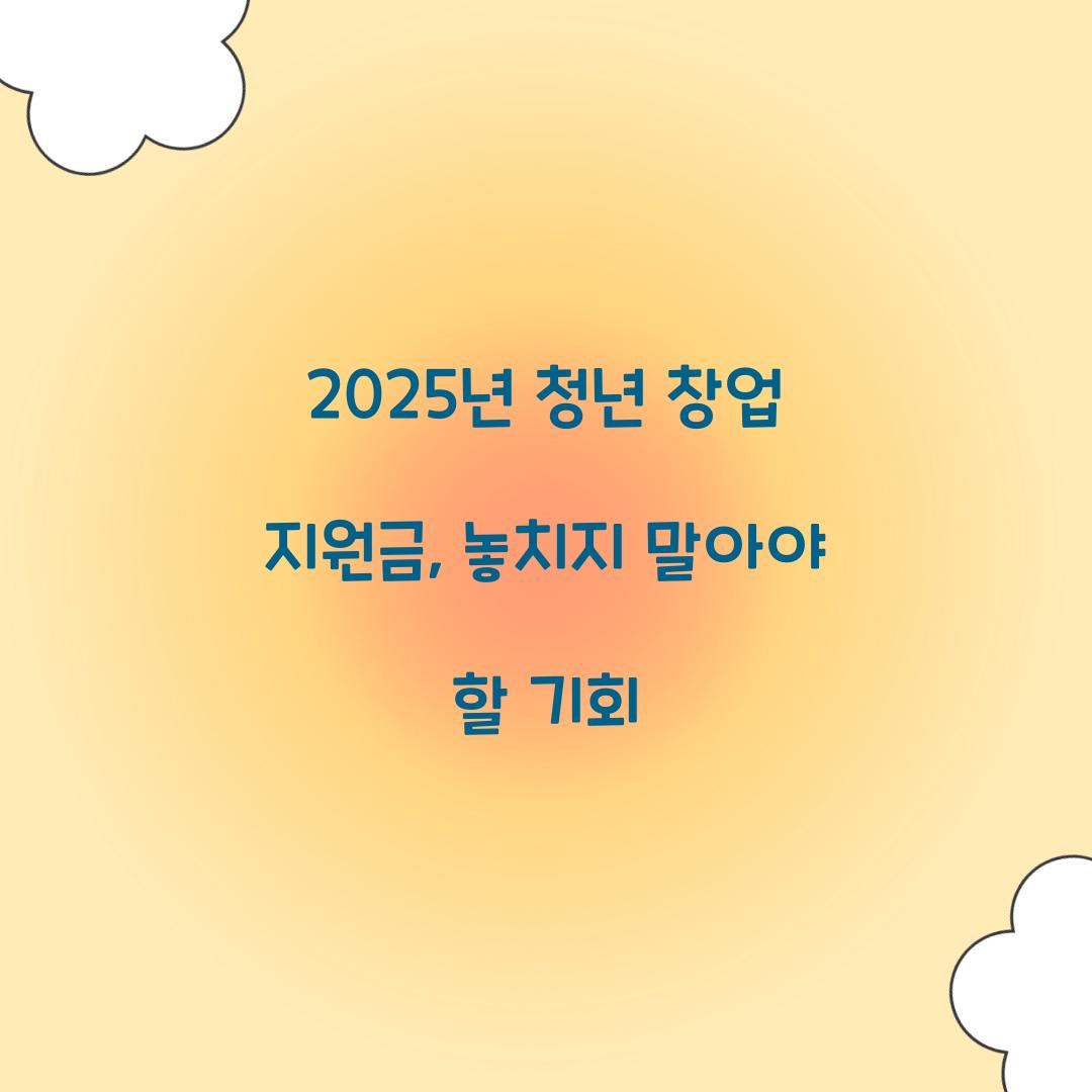 2025년 청년 창업 지원금