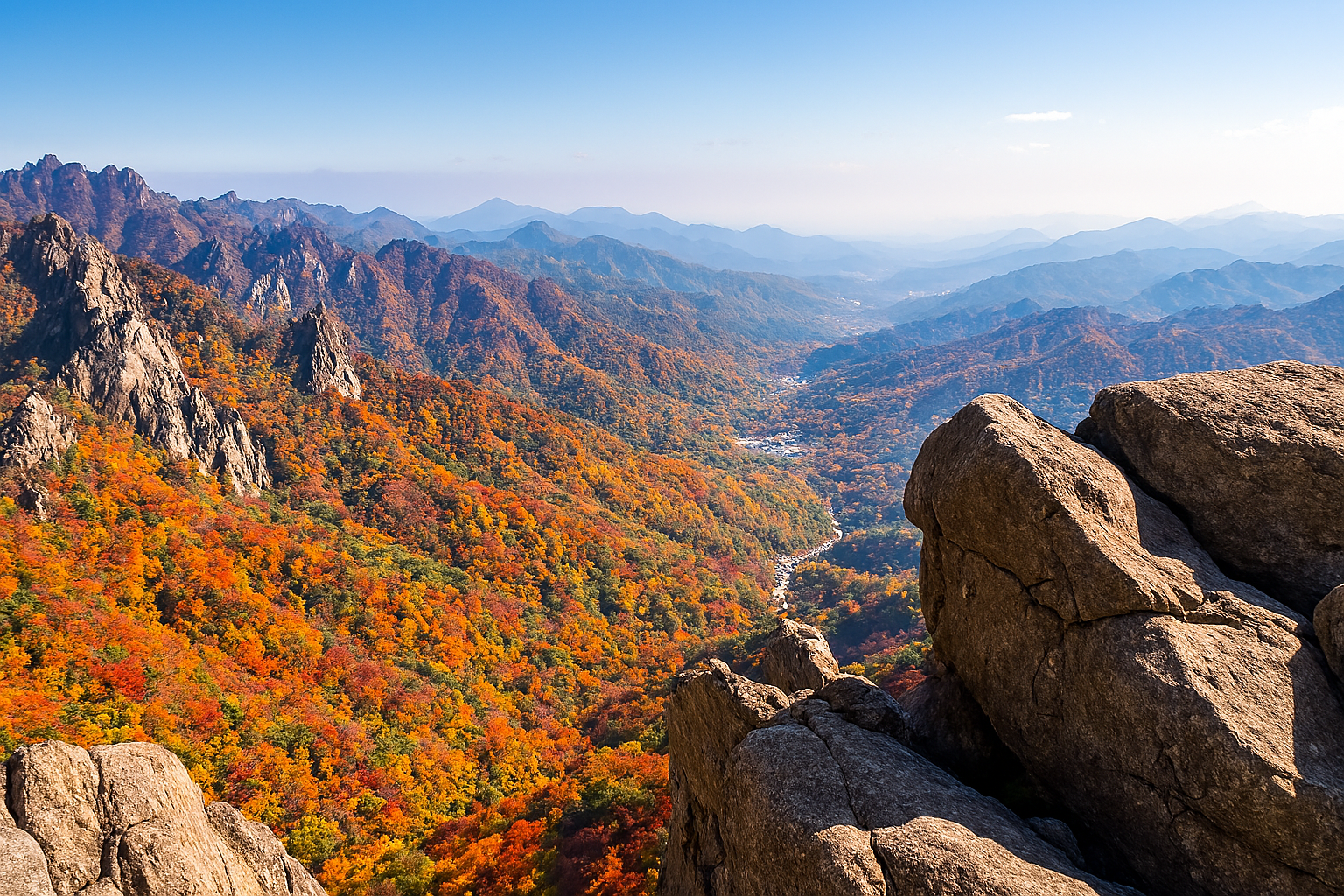 설악산 권금성에서 내려다본 단풍 절경의 이미지