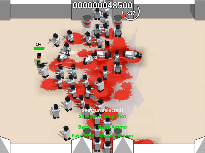 박스헤드-1인용-플래시게임-플레이-다수의-좀비들에게-총을-조준하여-맞추고-점수를-획득하는-화면