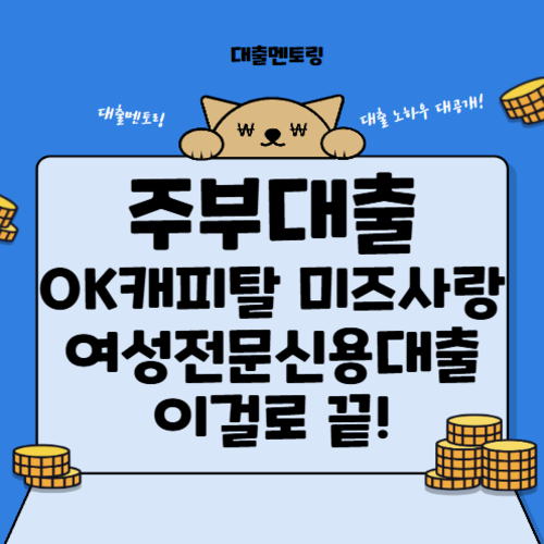 주부대출 OK캐피탈 미즈사랑 여성전문신용대출 이걸로 끝