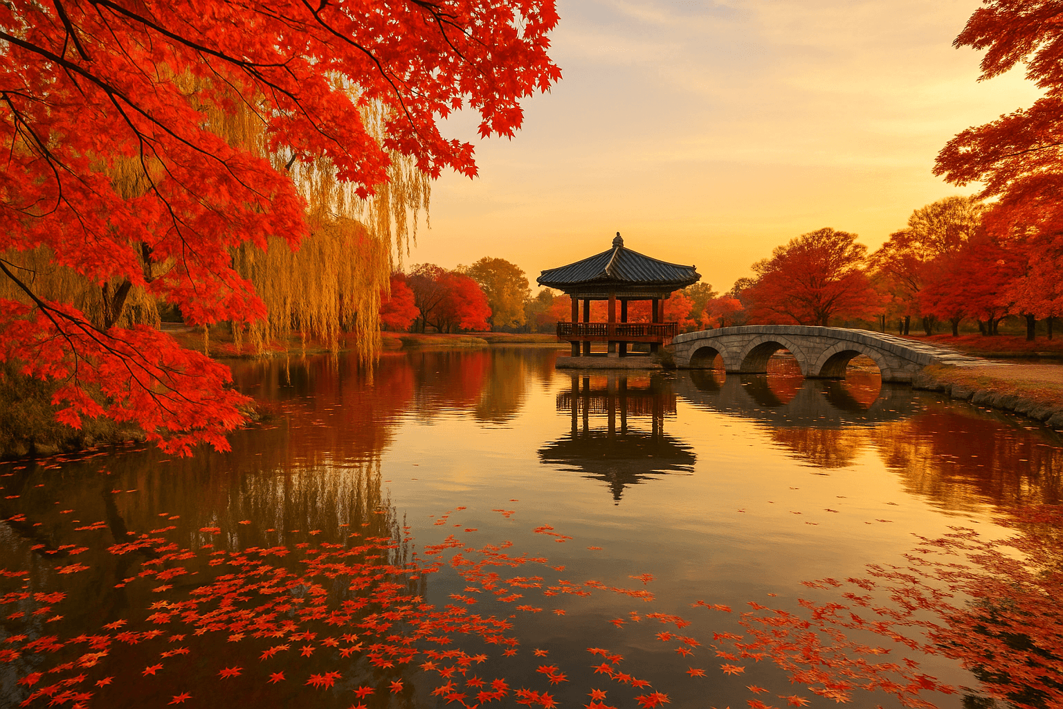 10월 백제의 향기와 가을의 빛이 만나다, 부여 궁남지의 황홀한 단풍 풍경