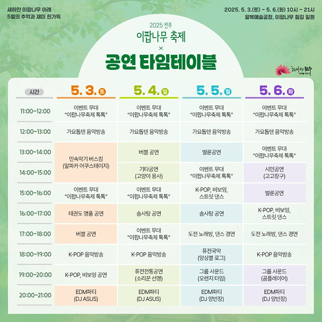 전주 이팝나무축제 정보 철길 개방