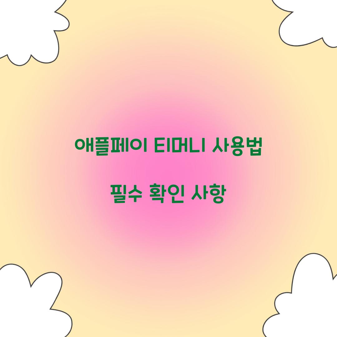 애플페이 티머니 사용법