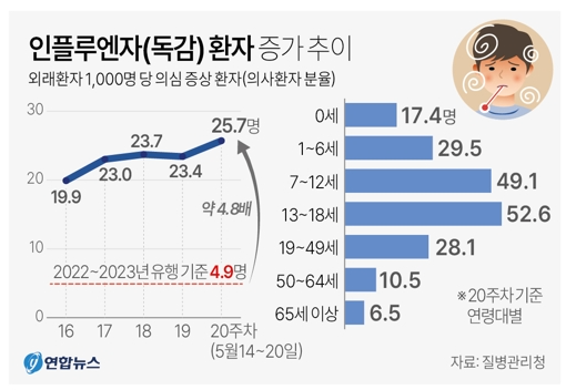 질병관리청 홈페이지 독감증상이미지입니다.