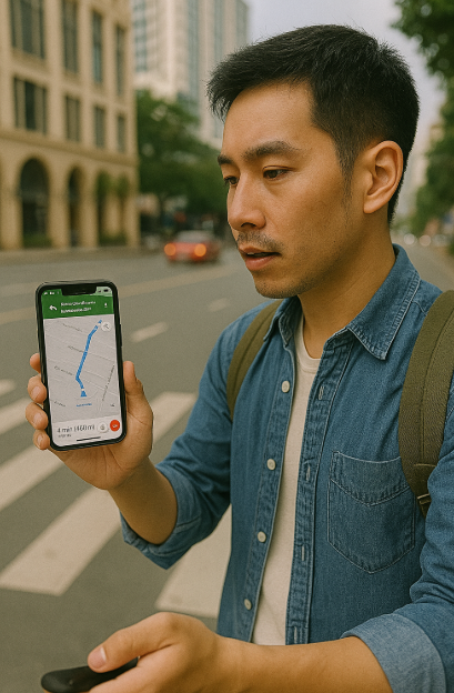 Google Maps으로 길을 찾는 사진