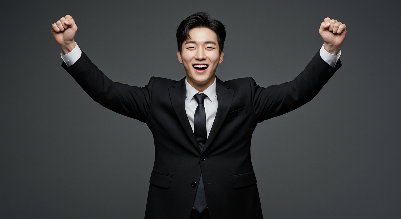 성공적인 첫 번째 결과물에 기뻐하는 모습