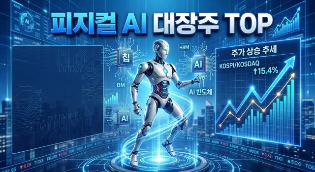 피지컬 AI 대장주와 휴머노이드 로봇 관련 대표 수혜주를 정리한 썸네일 이미지