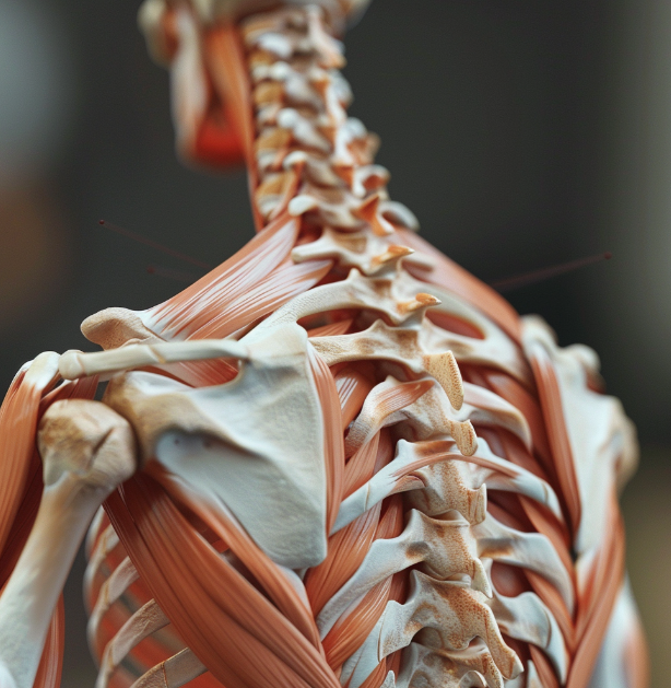 등 날개뼈 부분의 근육이 아파요