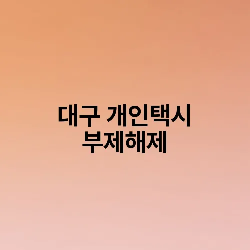 대구 개인택시 부제해제