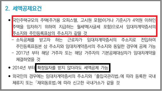 월세 공제 대상 주택 조건