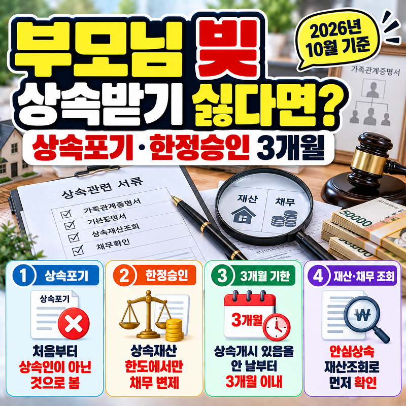부모님 빚 상속포기 한정승인 3개월 재산채무 조회 방법