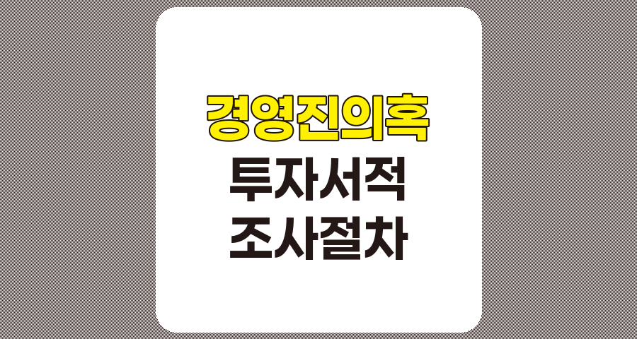 기업 경영진 의혹과 '성공적인 투자' 책 연관성 규명을 위한 체계적 조사 절차