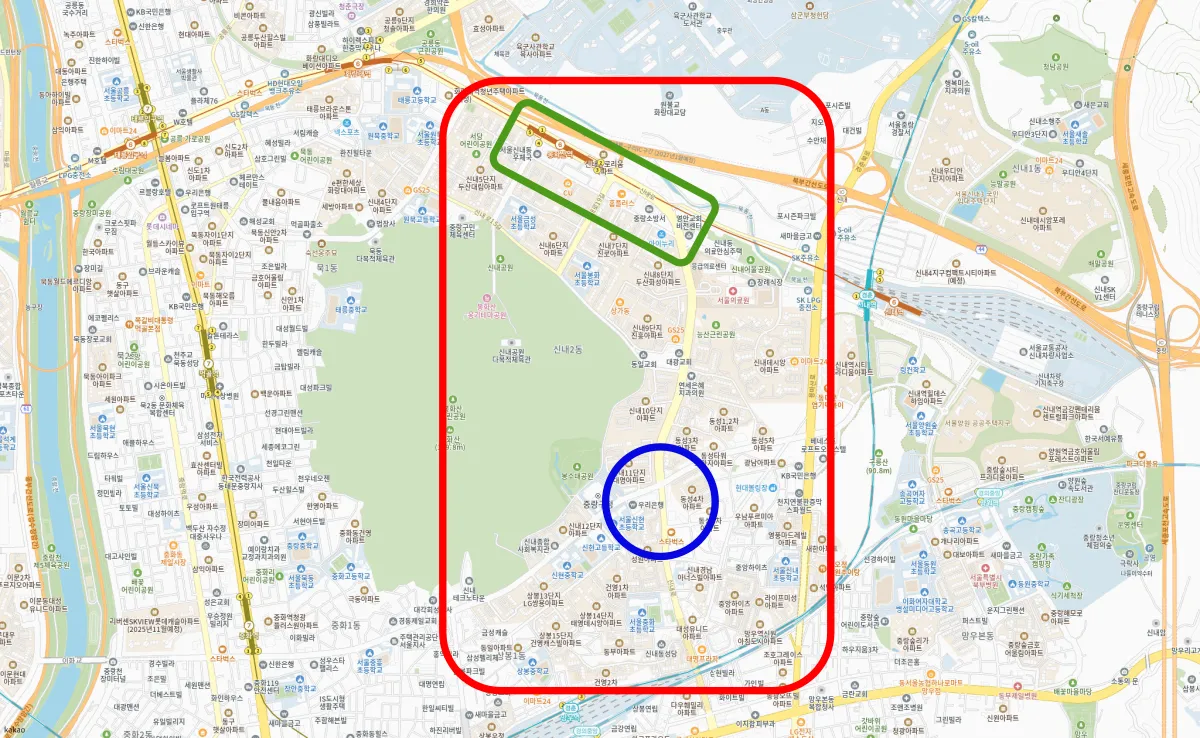 중랑구-신내택지-지도